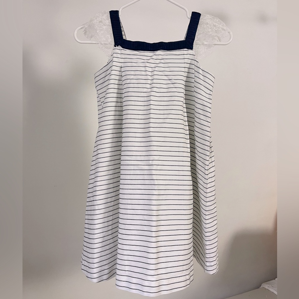 Preppy Jacadi Black and White Striped Dress Girls